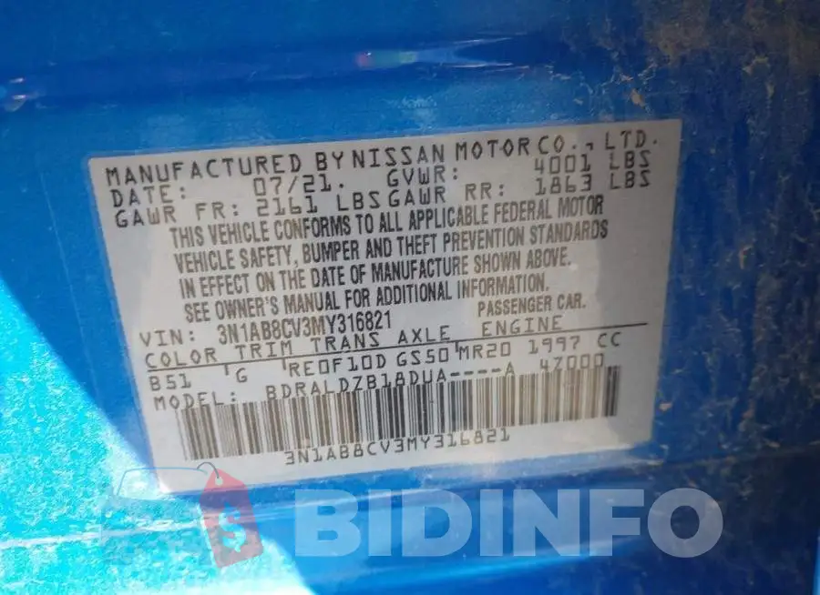 3N1AB8CV3MY316821 Photo# 9
