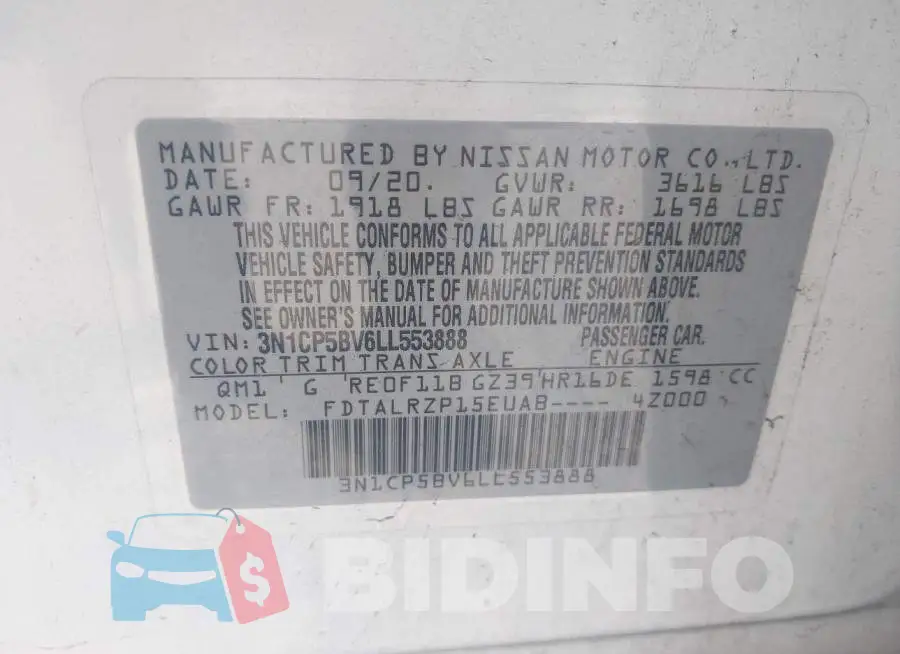 3N1CP5BV6LL553888 Photo# 9