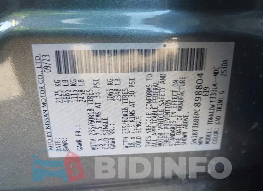 5N1BT3BB6PC898804 Photo# 9