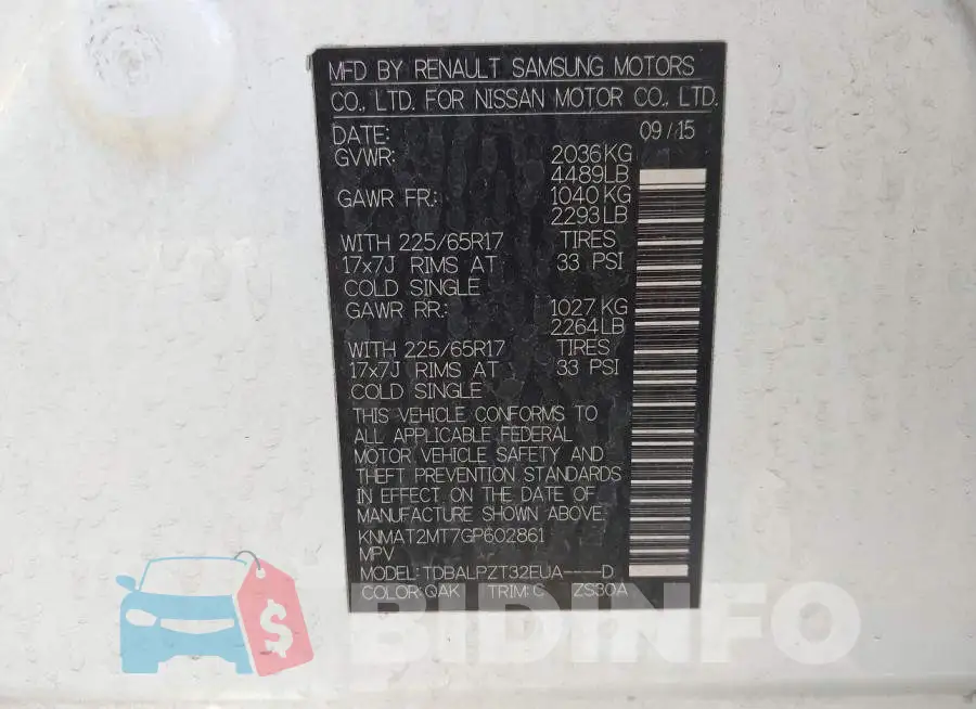 KNMAT2MT7GP602861 Photo# 9