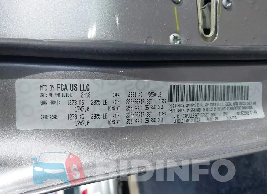 1C4PJLLB9KD132521 Photo# 9