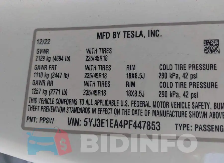 5YJ3E1EA4PF447853 Photo# 9