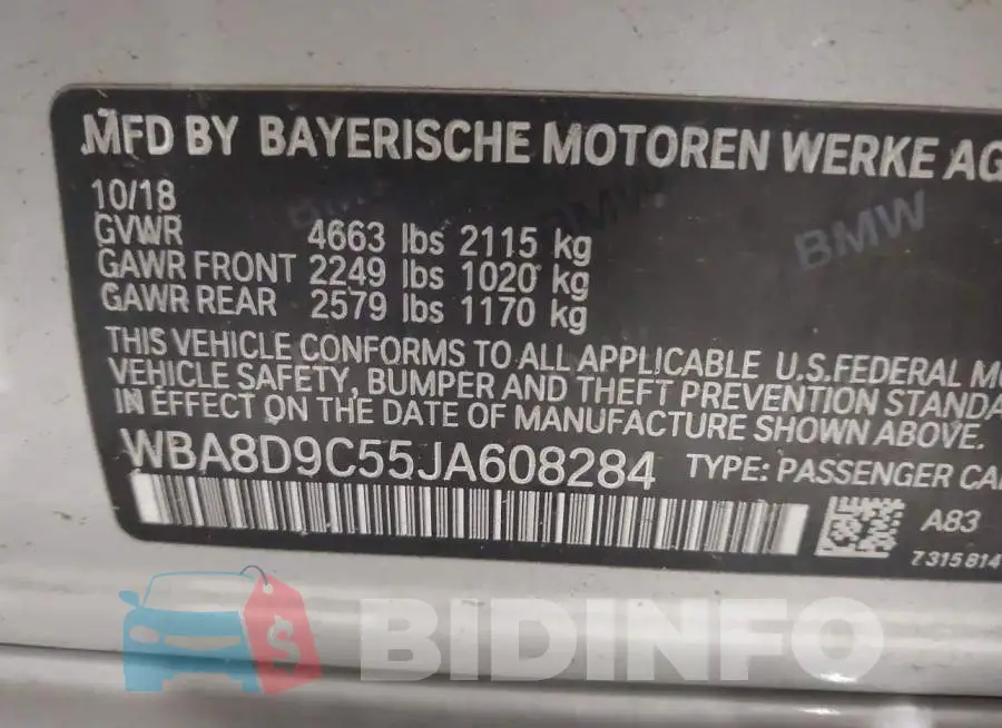 WBA8D9C55JA608284 Photo# 9