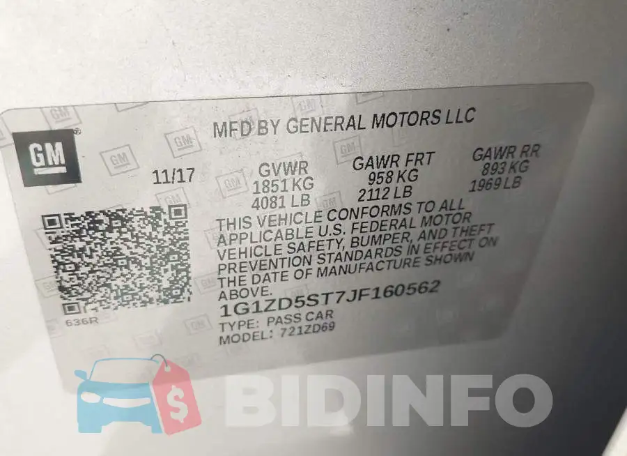 1G1ZD5ST7JF160562 Photo# 9