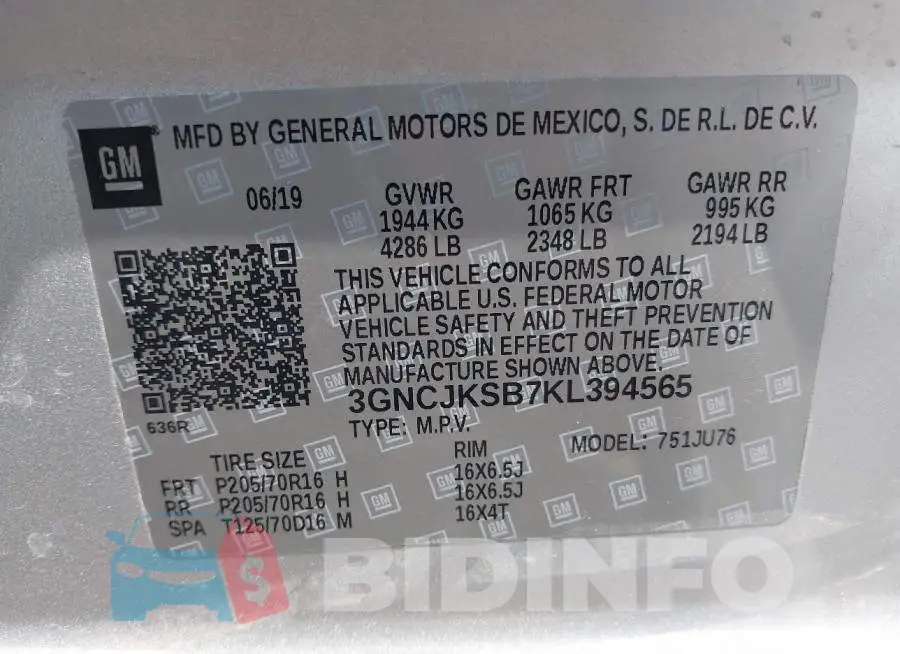 3GNCJKSB7KL394565 Photo# 9