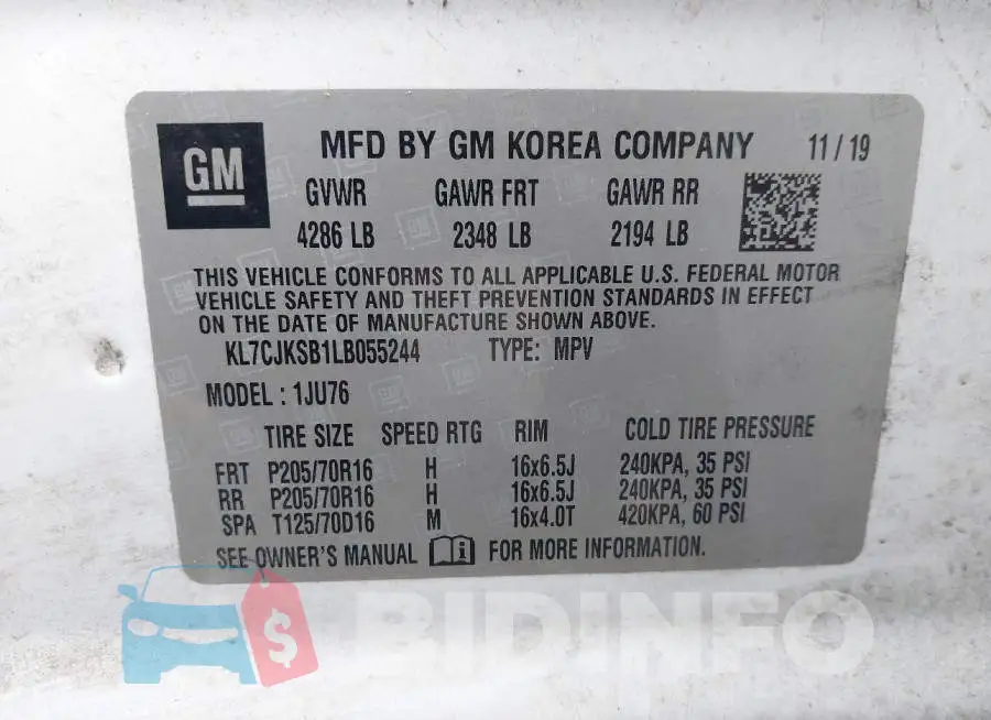 KL7CJKSB1LB055244 Photo# 9