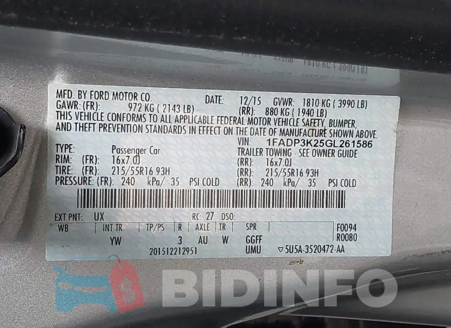 1FADP3K25GL261586 Photo# 9