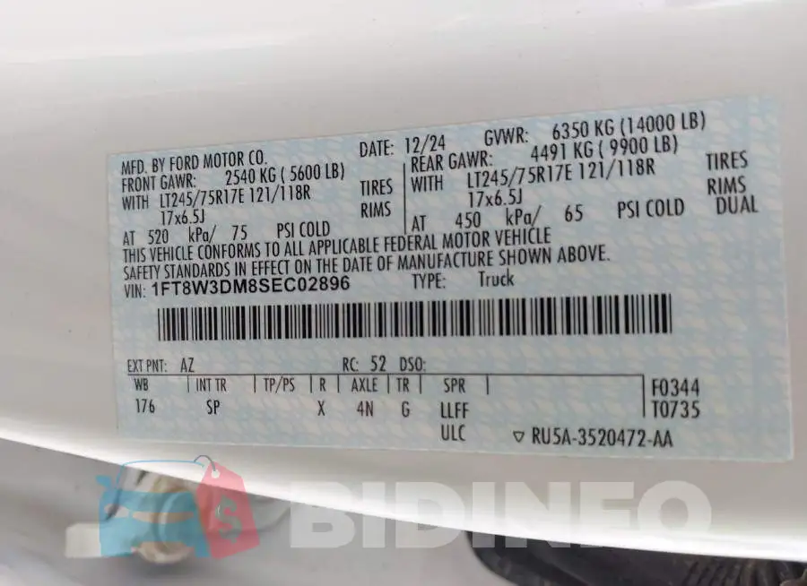 1FT8W3DM8SEC02896 Photo# 8
