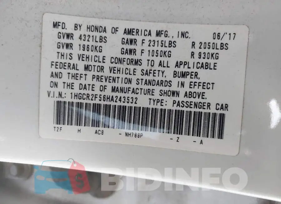 1HGCR2F56HA243532 Photo# 9