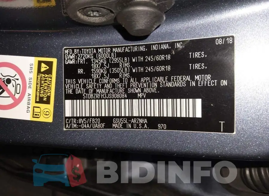 5TDBZRFH3JS908084 Photo# 9