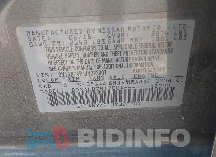 3N1AB7AP1JY323907 Photo# 9