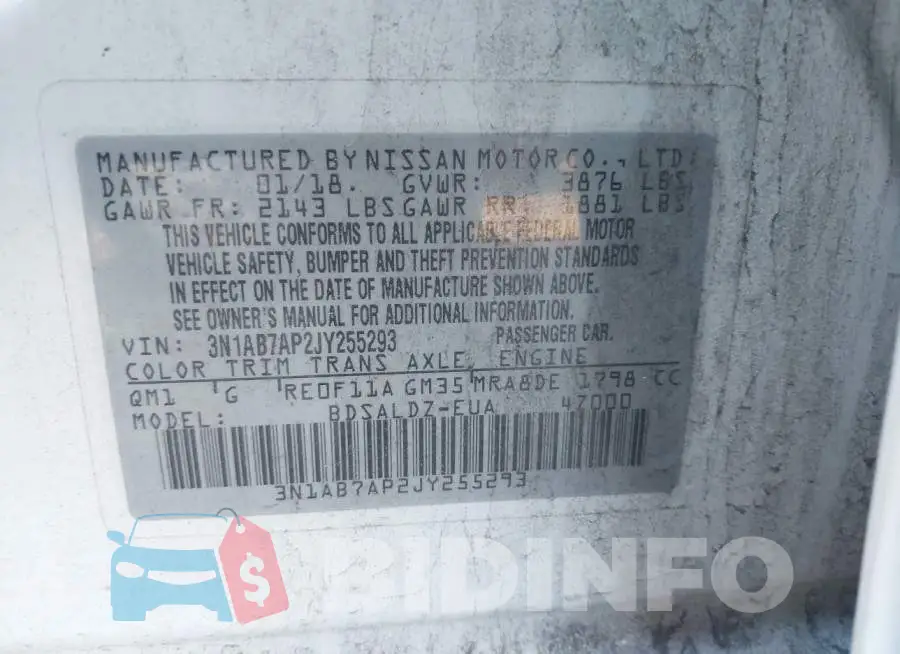 3N1AB7AP2JY255293 Photo# 9