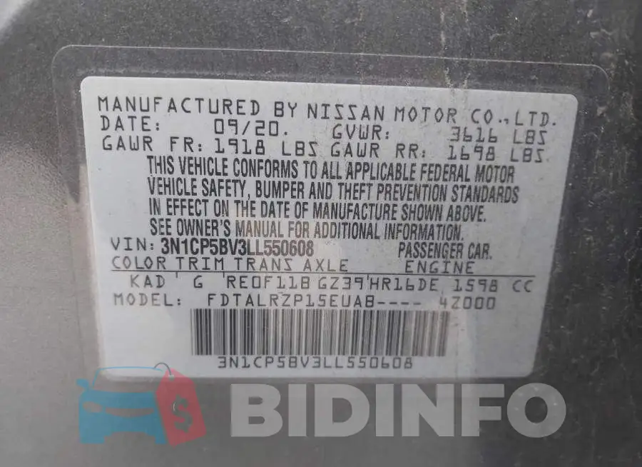 3N1CP5BV3LL550608 Photo# 9