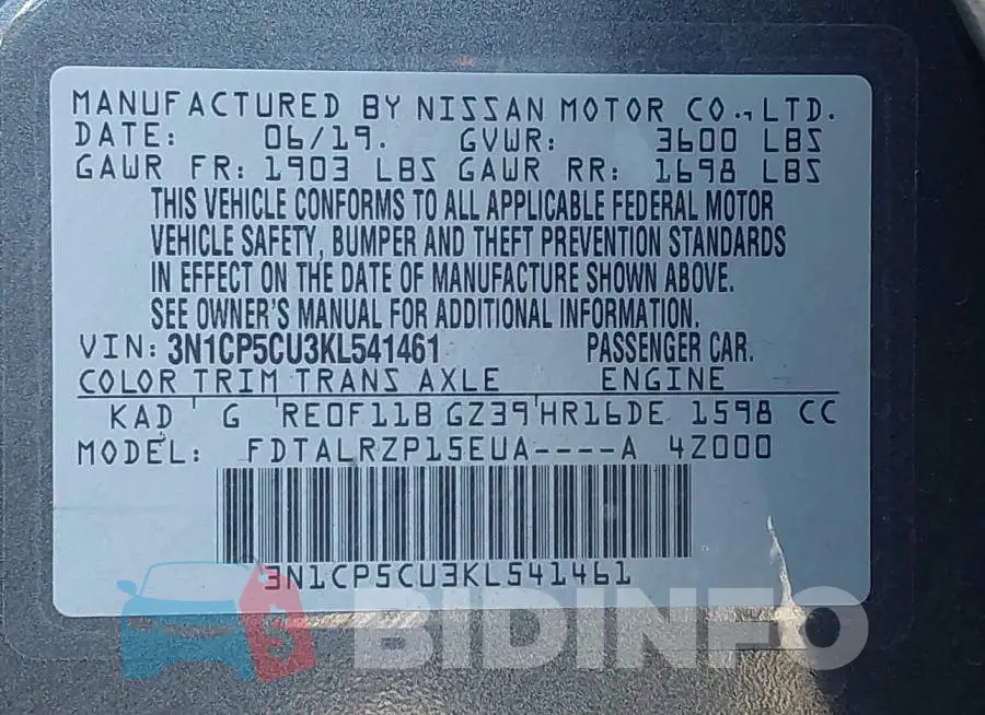 3N1CP5CU3KL541461 Photo# 9