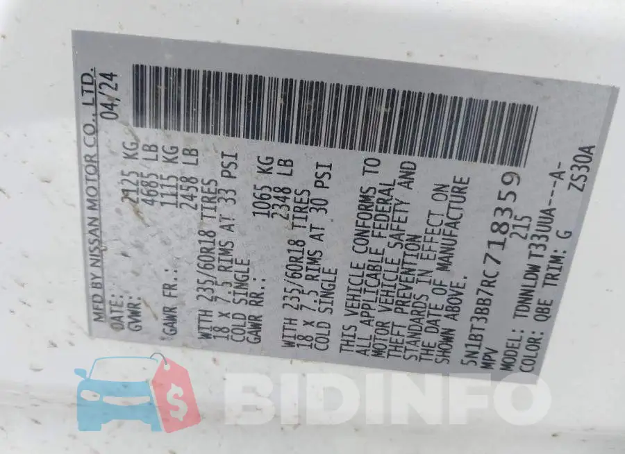 5N1BT3BB7RC718359 Photo# 9