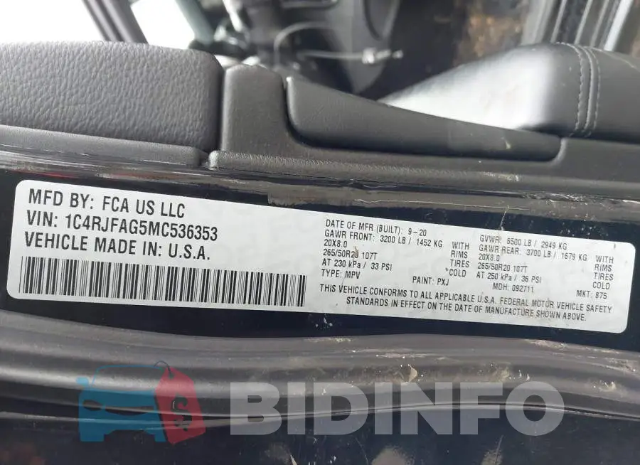1C4RJFAG5MC536353 Photo# 9