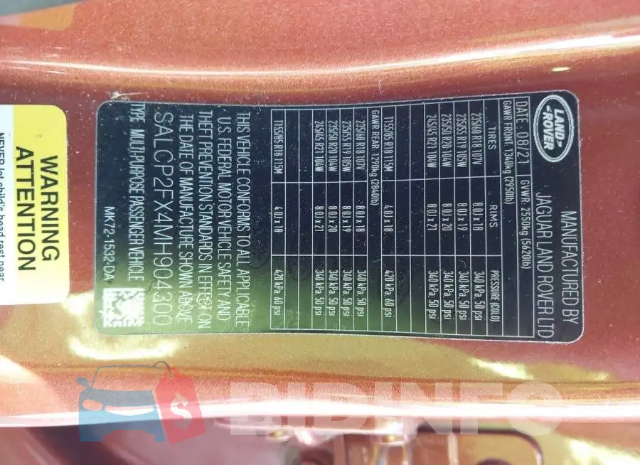 SALCP2FX4MH904300 Photo# 9