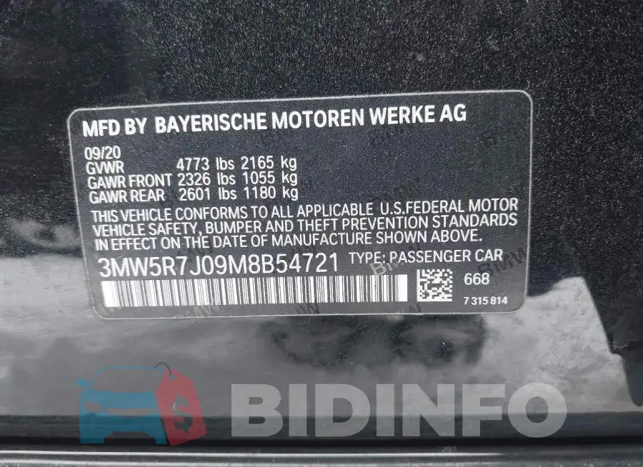 3MW5R7J09M8B54721 Photo# 9