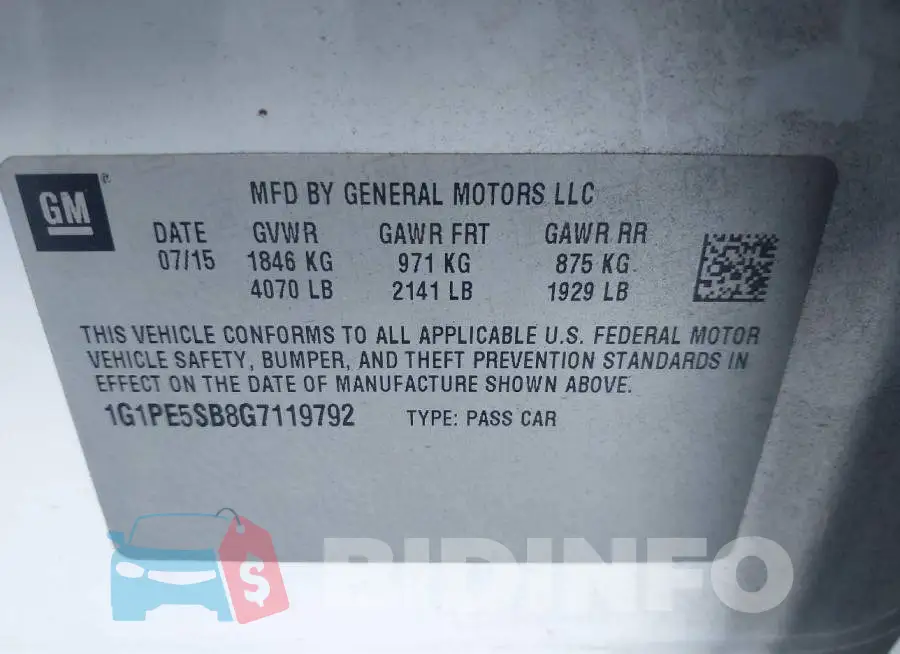 1G1PE5SB8G7119792 Photo# 9