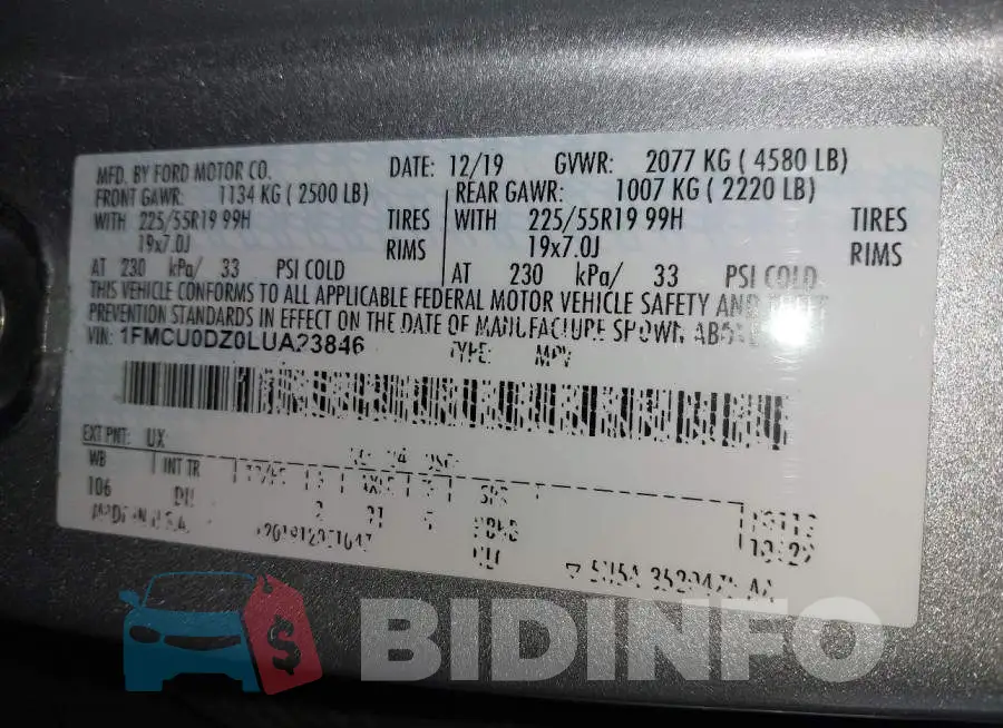1FMCU0DZ0LUA23846 Photo# 9