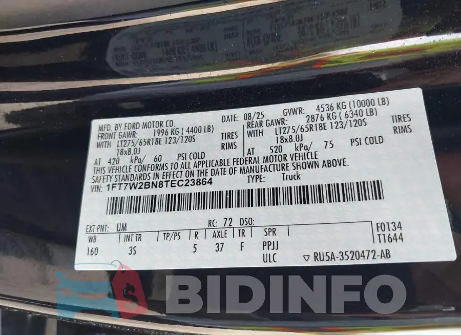 1FT7W2BN8TEC23864 Photo# 9