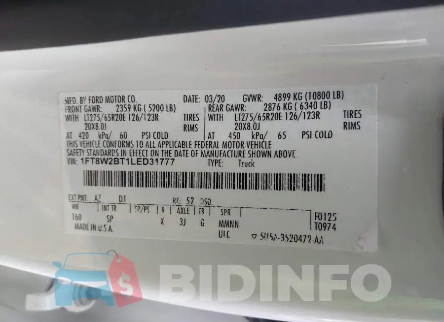 1FT8W2BT1LED31777 Photo# 8