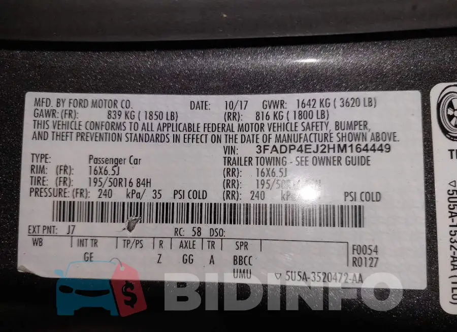 3FADP4EJ2HM164449 Photo# 9