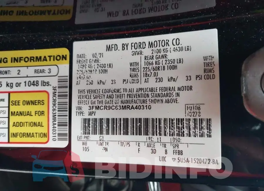 3FMCR9C63MRA40310 Photo# 9