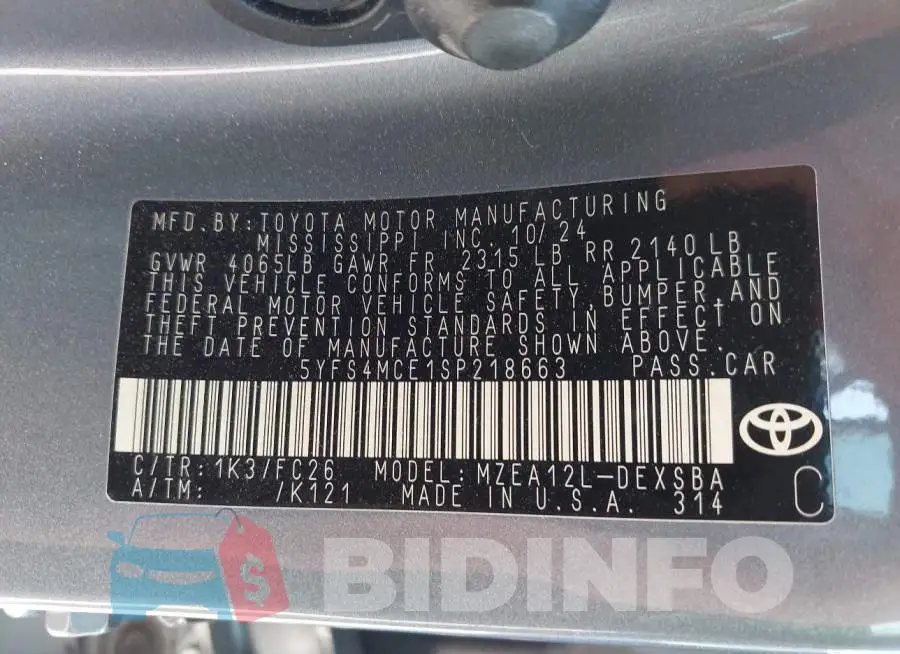 5YFS4MCE1SP218663 Photo# 9
