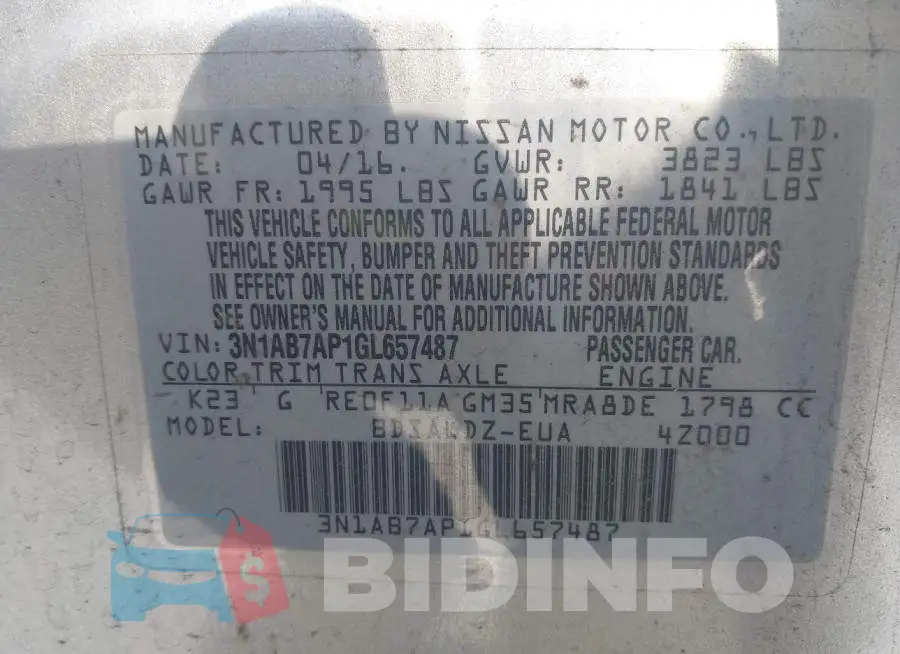 3N1AB7AP1GL657487 Photo# 9