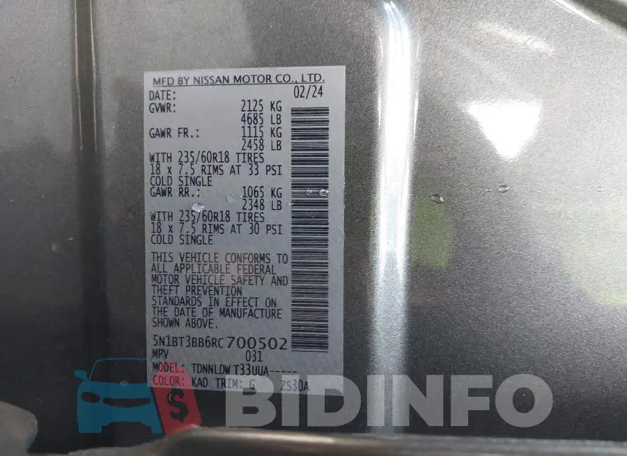 5N1BT3BB6RC700502 Photo# 9