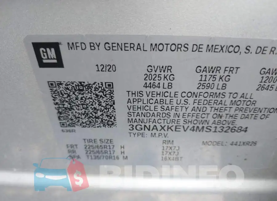 3GNAXKEV4MS132684 Photo# 9