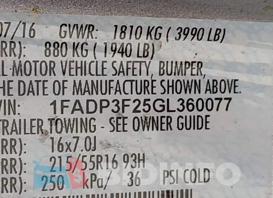 1FADP3F25GL360077 Photo# 9
