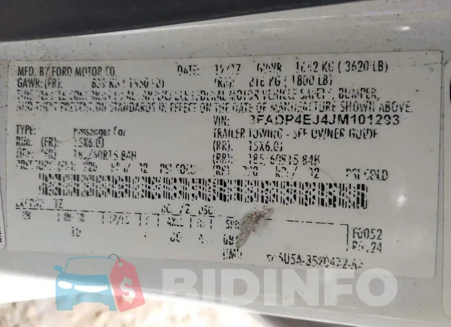3FADP4EJ4JM101293 Photo# 9