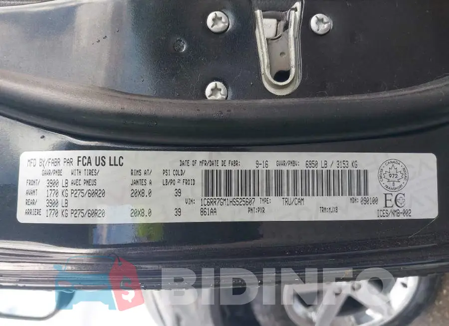 1C6RR7GM1HS525607 Photo# 9