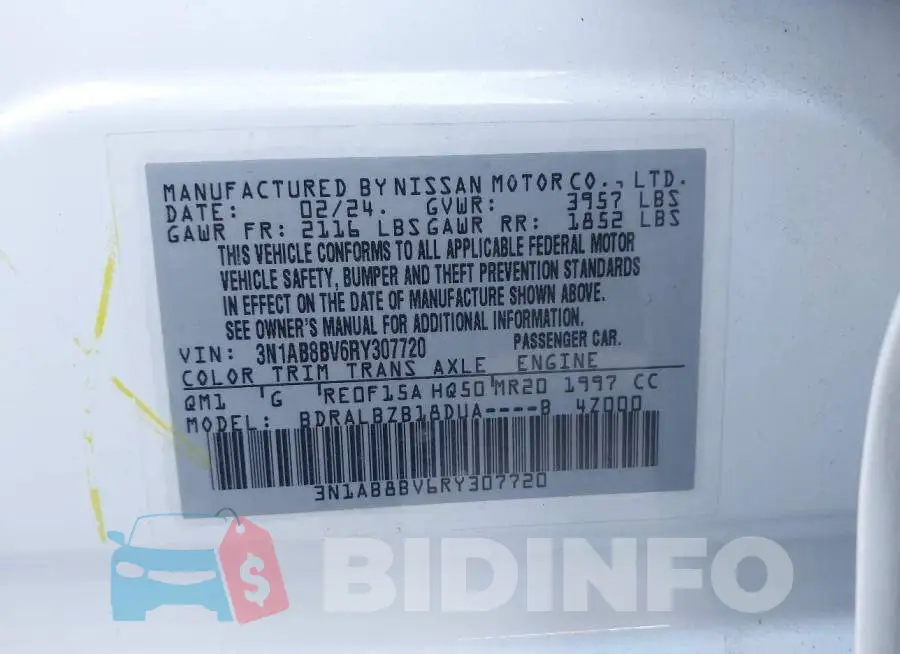 3N1AB8BV6RY307720 Photo# 9