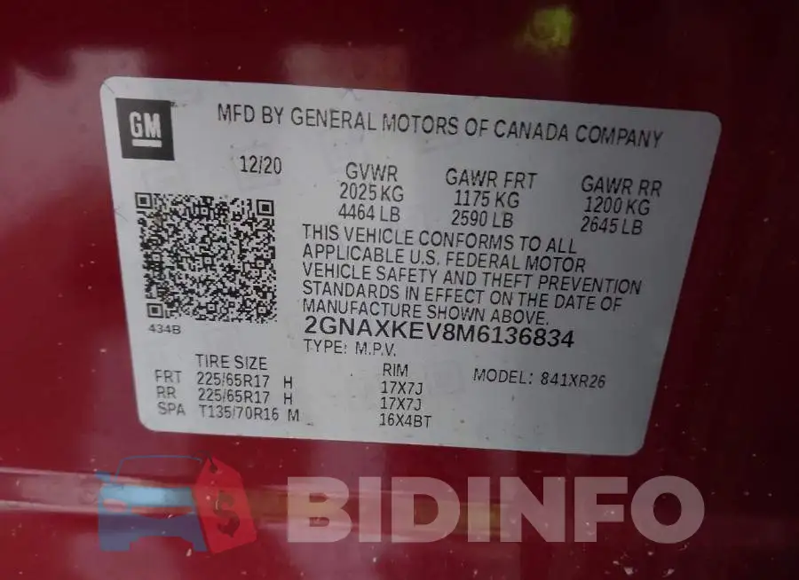2GNAXKEV8M6136834 Photo# 7