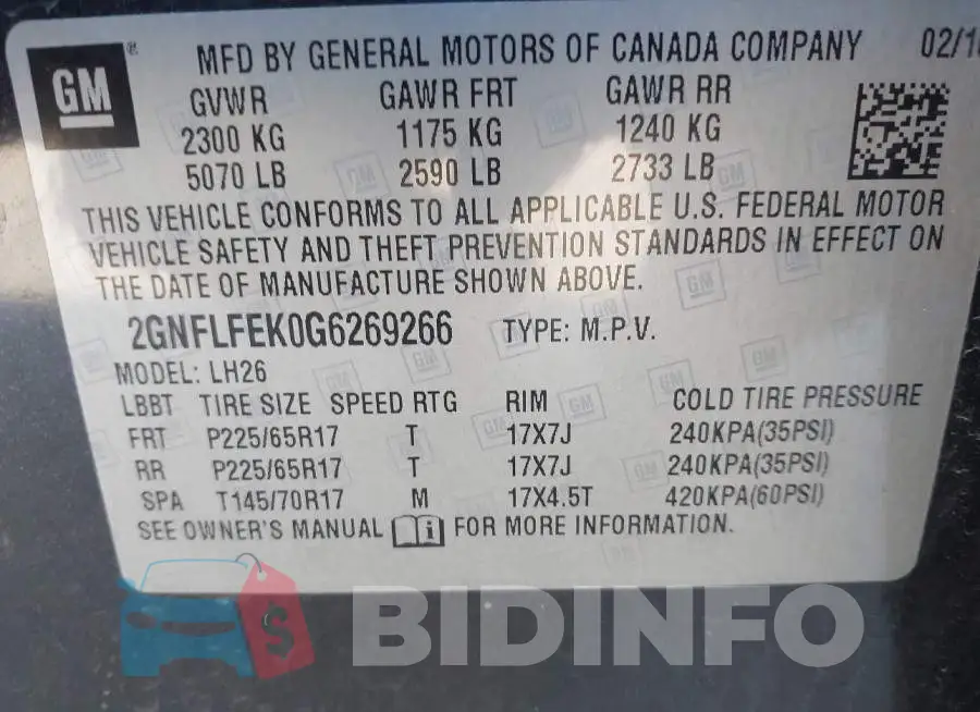 2GNFLFEK0G6269266 Photo# 9