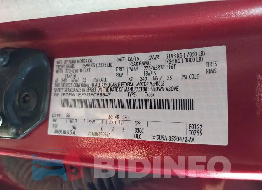 1FTFW1EF3GFC58547 Photo# 9