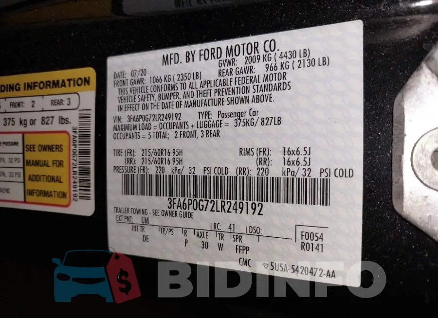 3FA6P0G72LR249192 Photo# 9