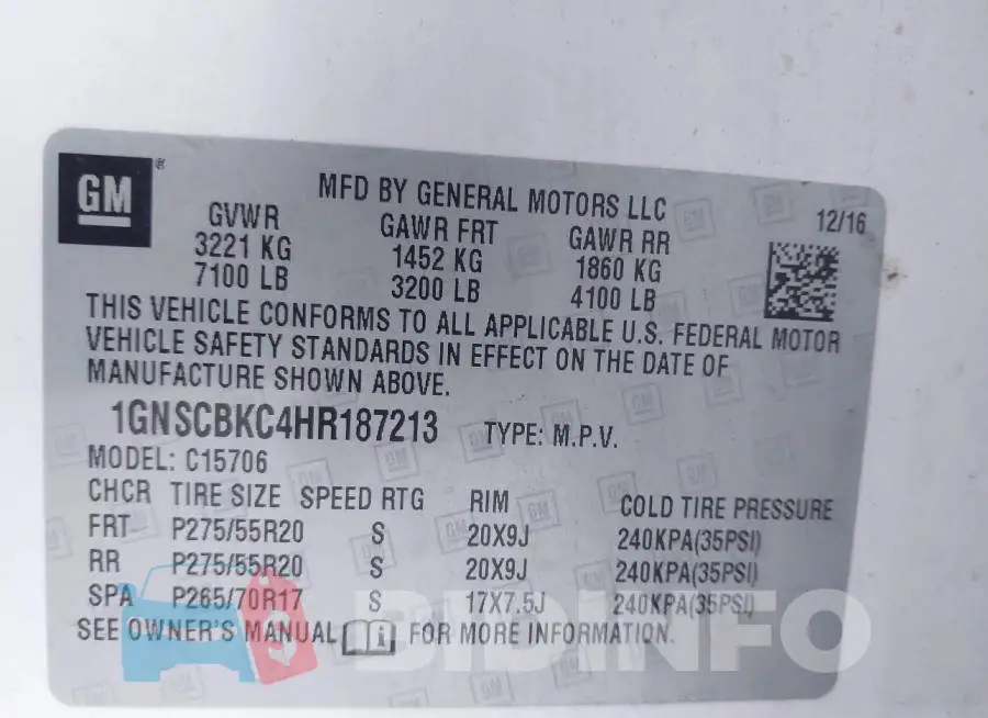 1GNSCBKC4HR187213 Photo# 9