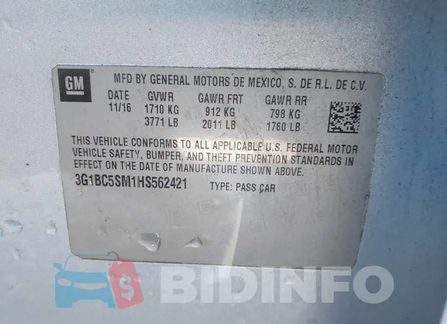 3G1BC5SM1HS562421 Photo# 9