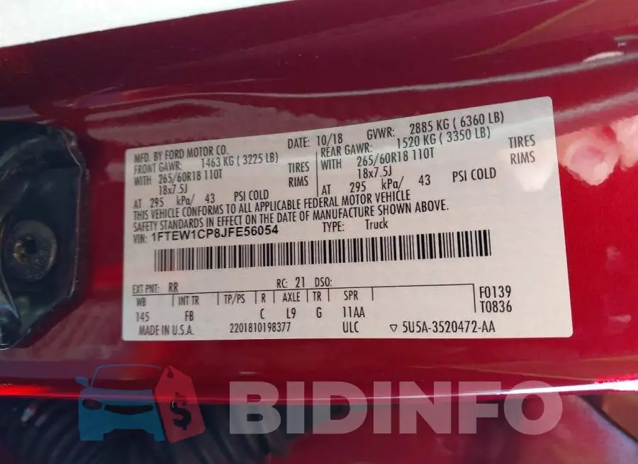 1FTEW1CP8JFE56054 Photo# 9