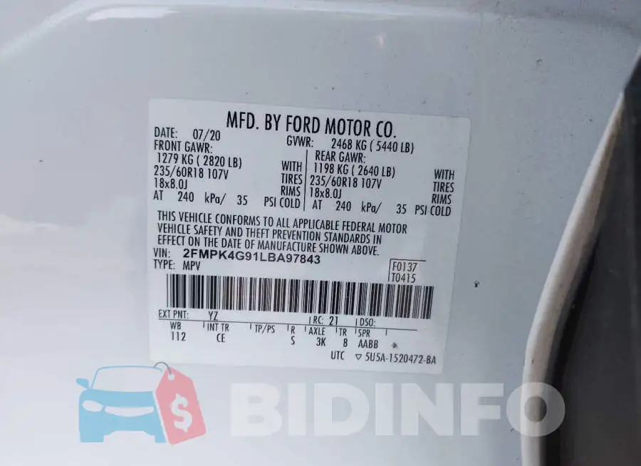 2FMPK4G91LBA97843 Photo# 9