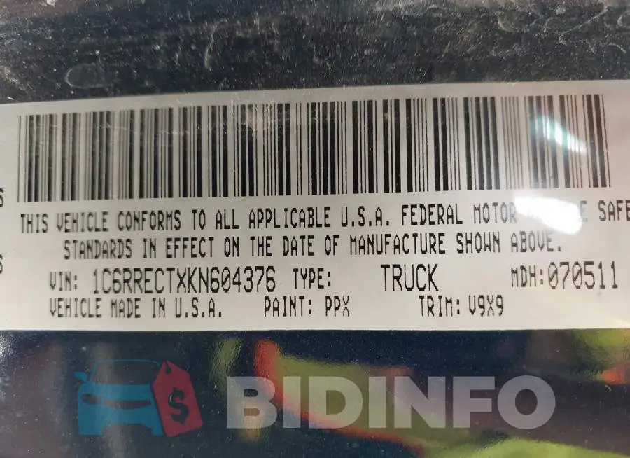 1C6RRECTXKN604376 Photo# 9
