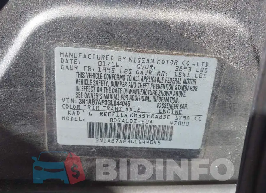 3N1AB7AP3GL644045 Photo# 9