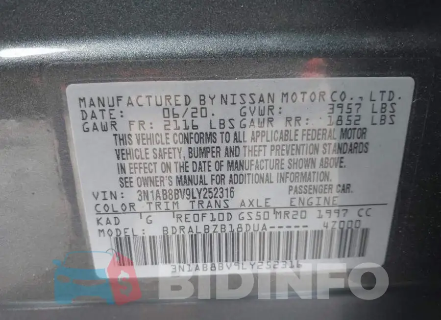 3N1AB8BV9LY252316 Photo# 9