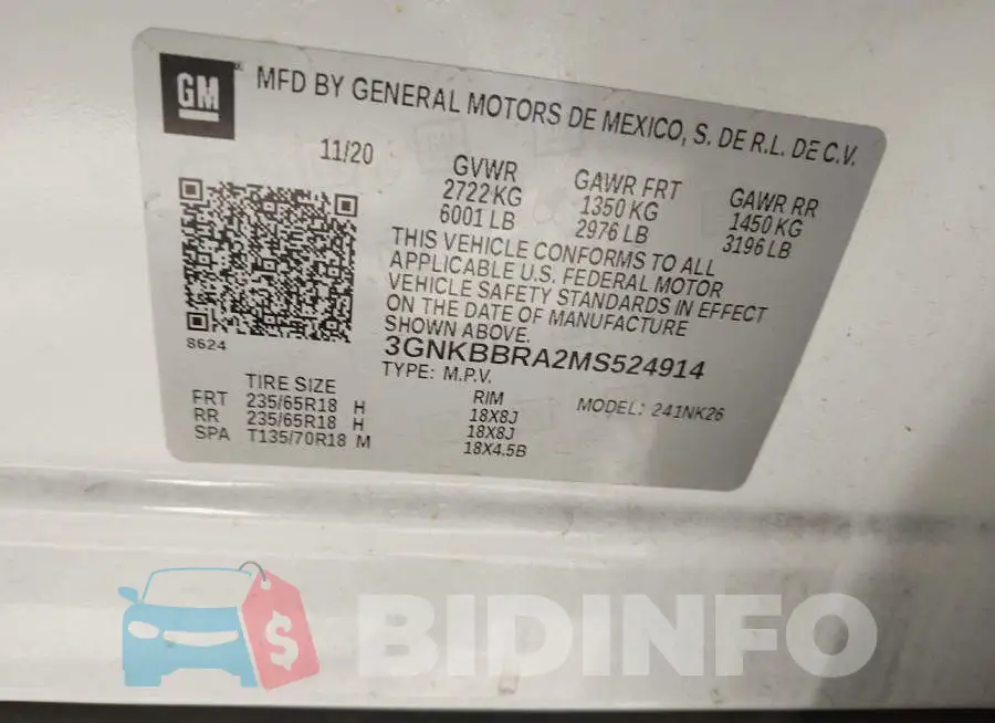 3GNKBBRA2MS524914 Photo# 9