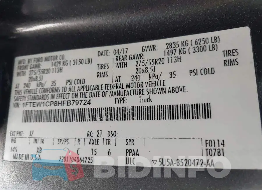 1FTEW1CP8HFB79724 Photo# 9