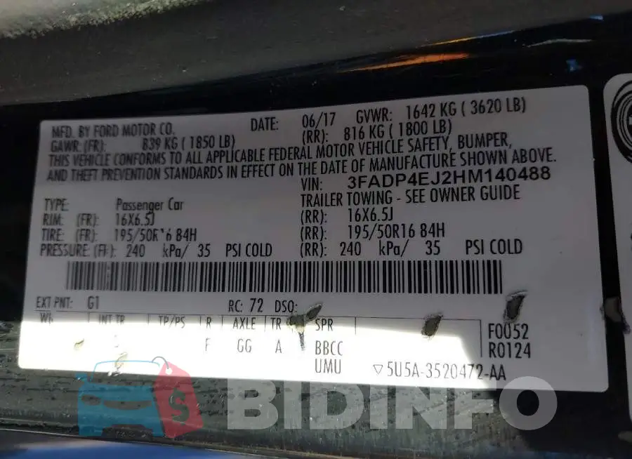 3FADP4EJ2HM140488 Photo# 9